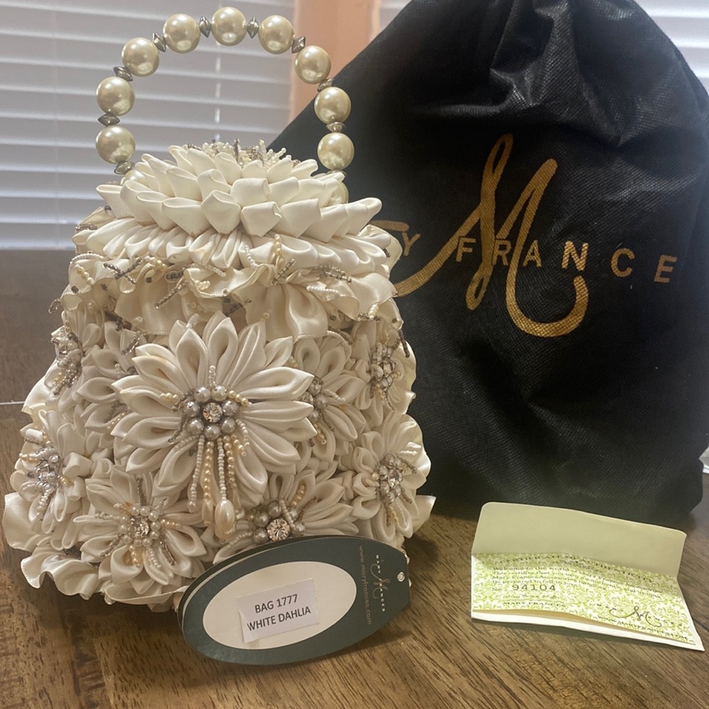Mary Frances White Dhalia Bag